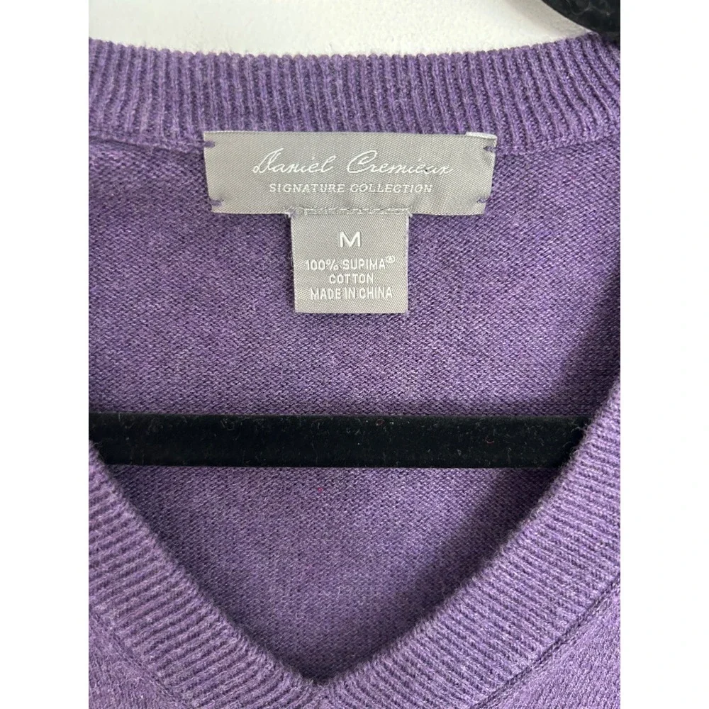 Daniel Cremieux Signature Collection‎ Purple Supima Cotton V-Neck Sweater Mens M